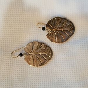 Vintage Laurel Burch Gold leaf dangle earrings 1970’s